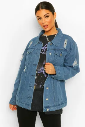 Distressed Oversized Denim Jacket