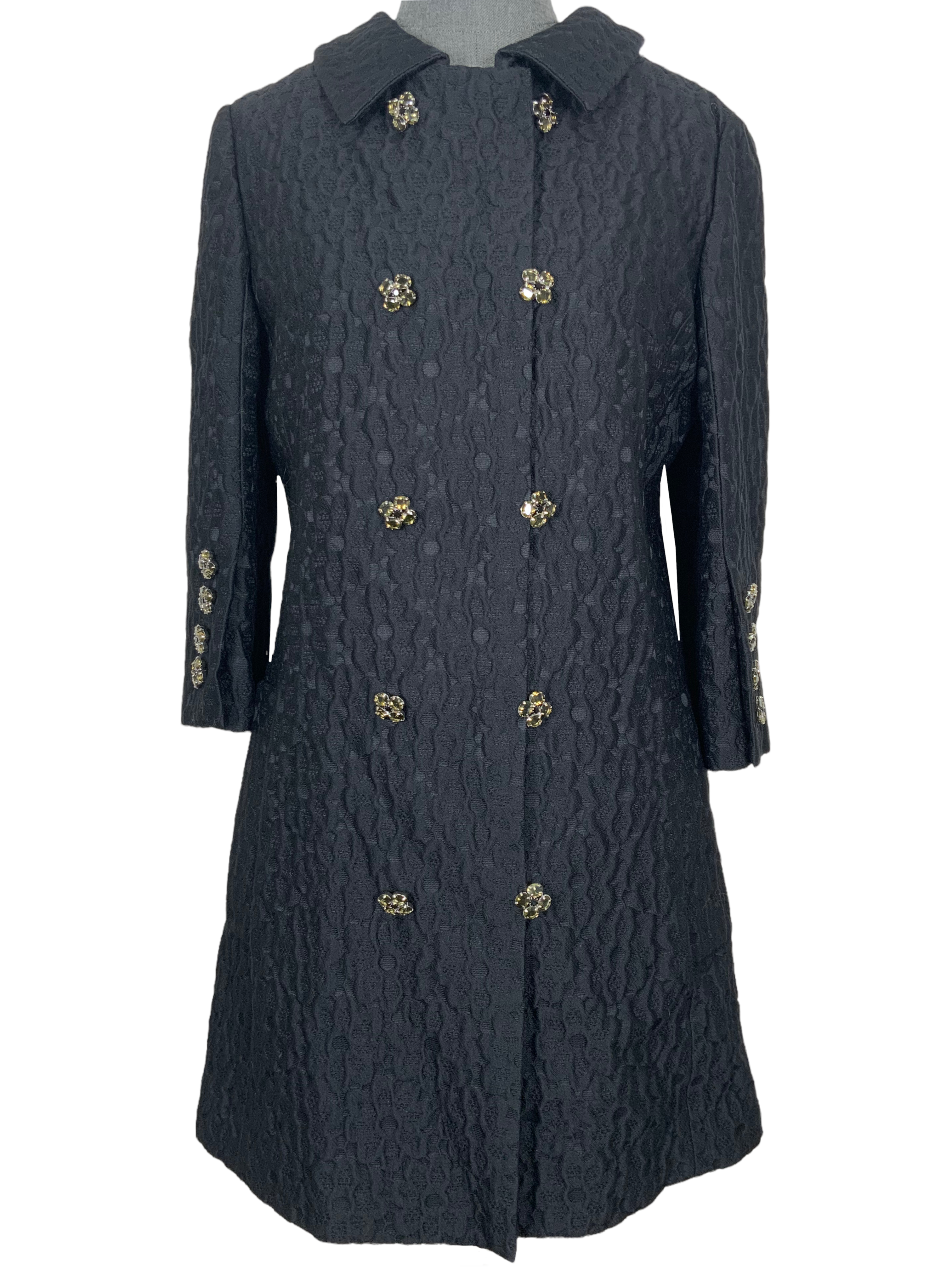 Dolce & Gabbana Wool Plisse Double Breasted Coat Dress Size M