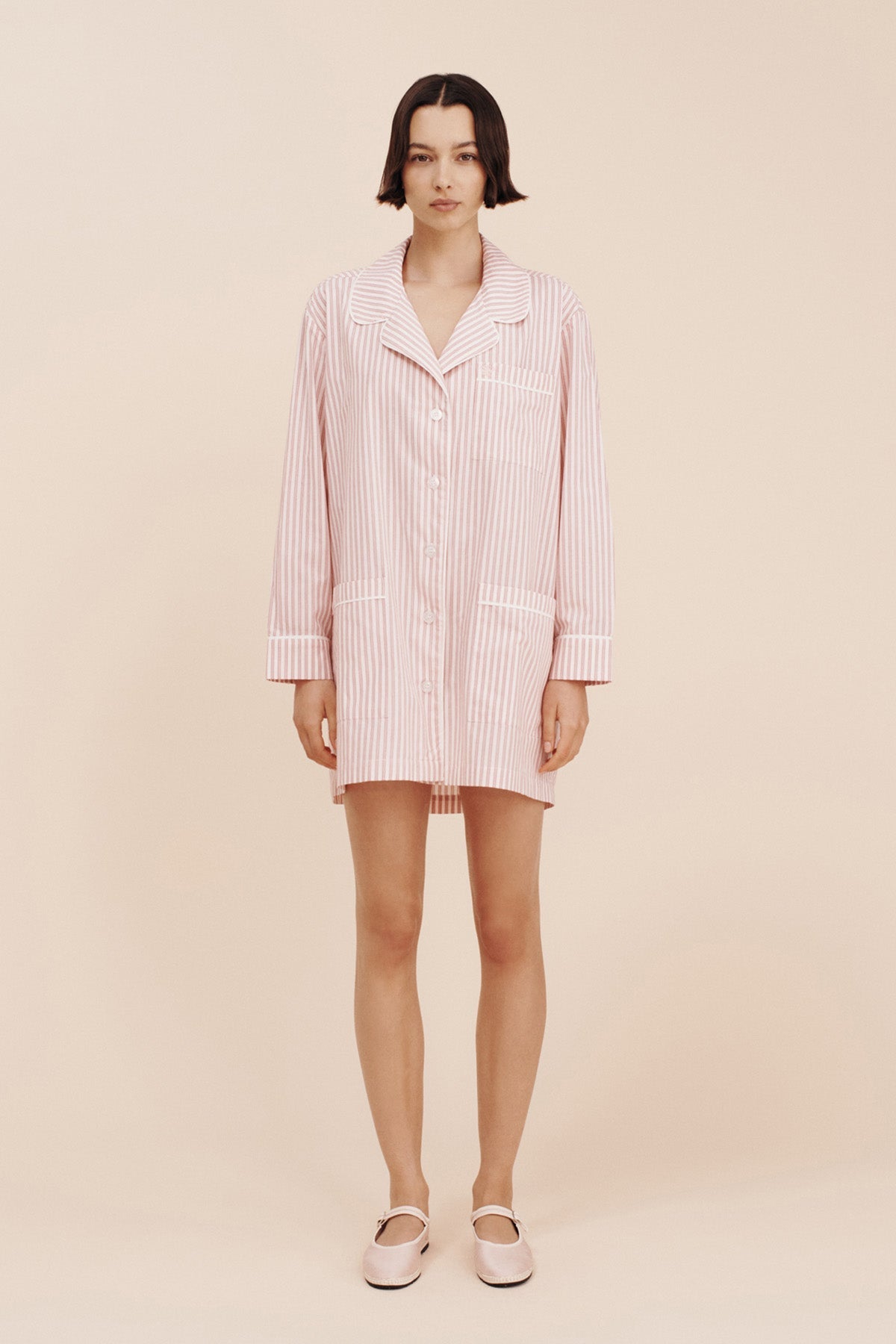 EDIE SHIRT DRESS - STRAWBERRY STRIPE