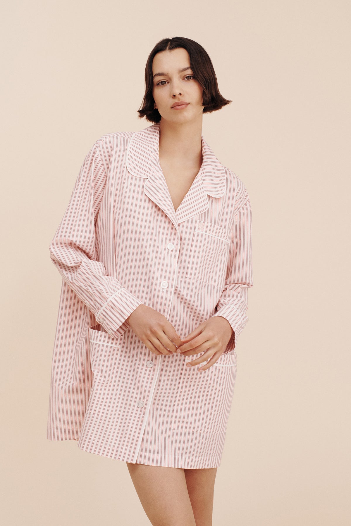 EDIE SHIRT DRESS - STRAWBERRY STRIPE