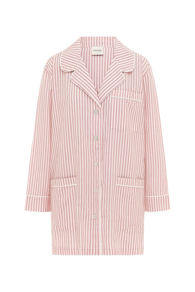 EDIE SHIRT DRESS - STRAWBERRY STRIPE