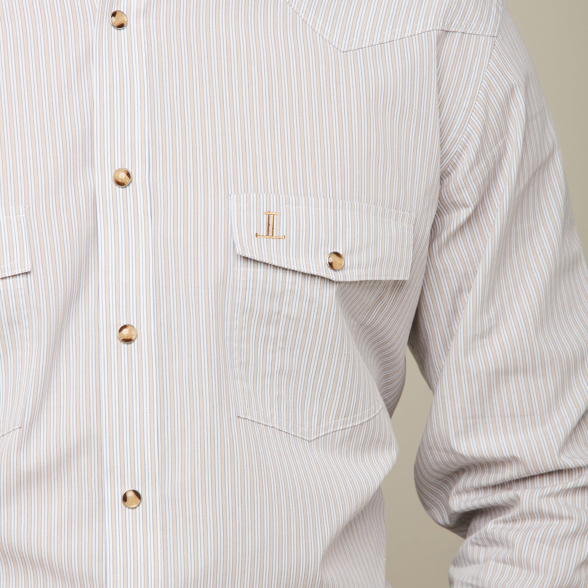 El Paso :: Organic Cotton Tan And Navy Railroad Stripe