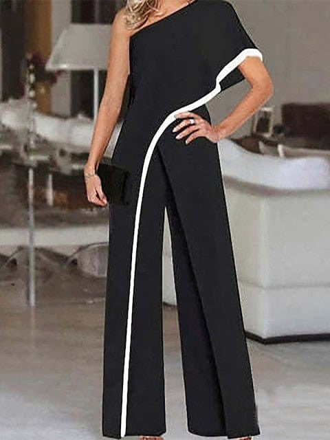 Elegant Black One Sleeve Jumpsuits for Women