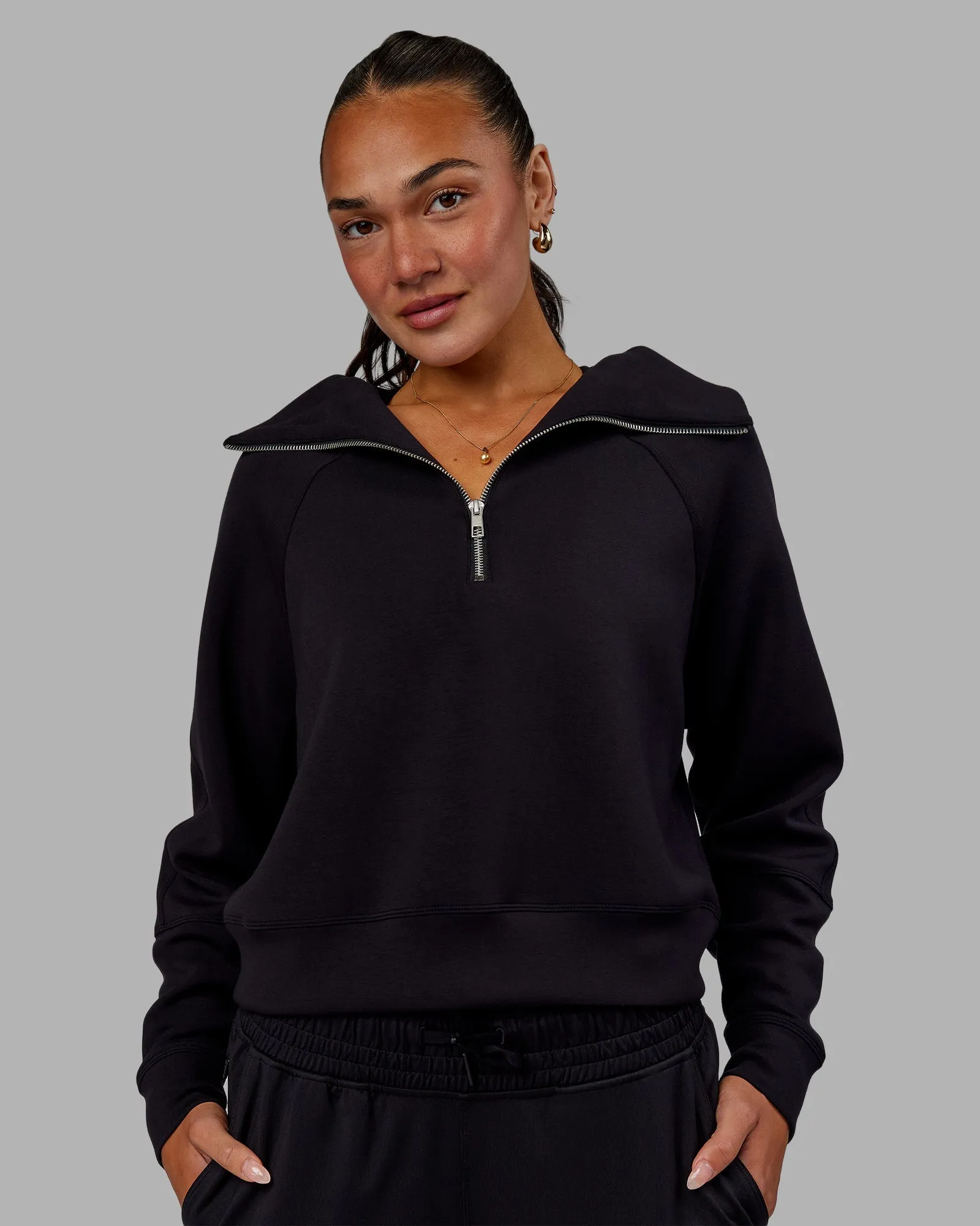 Elevate SoftTouch 1/2 Zip Sweater - Black-Black