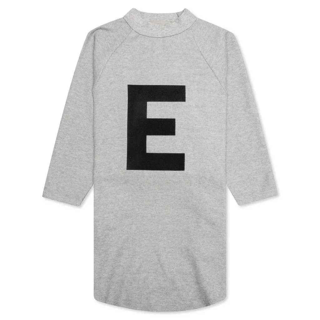 Essentials Kid's Big E Waffle Tee - Dark Oatmeal