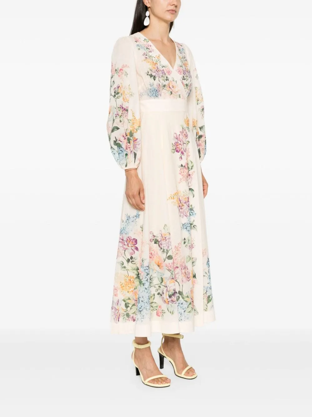 FLORAL PRINT WRAP MIDI DRESS