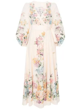 FLORAL PRINT WRAP MIDI DRESS