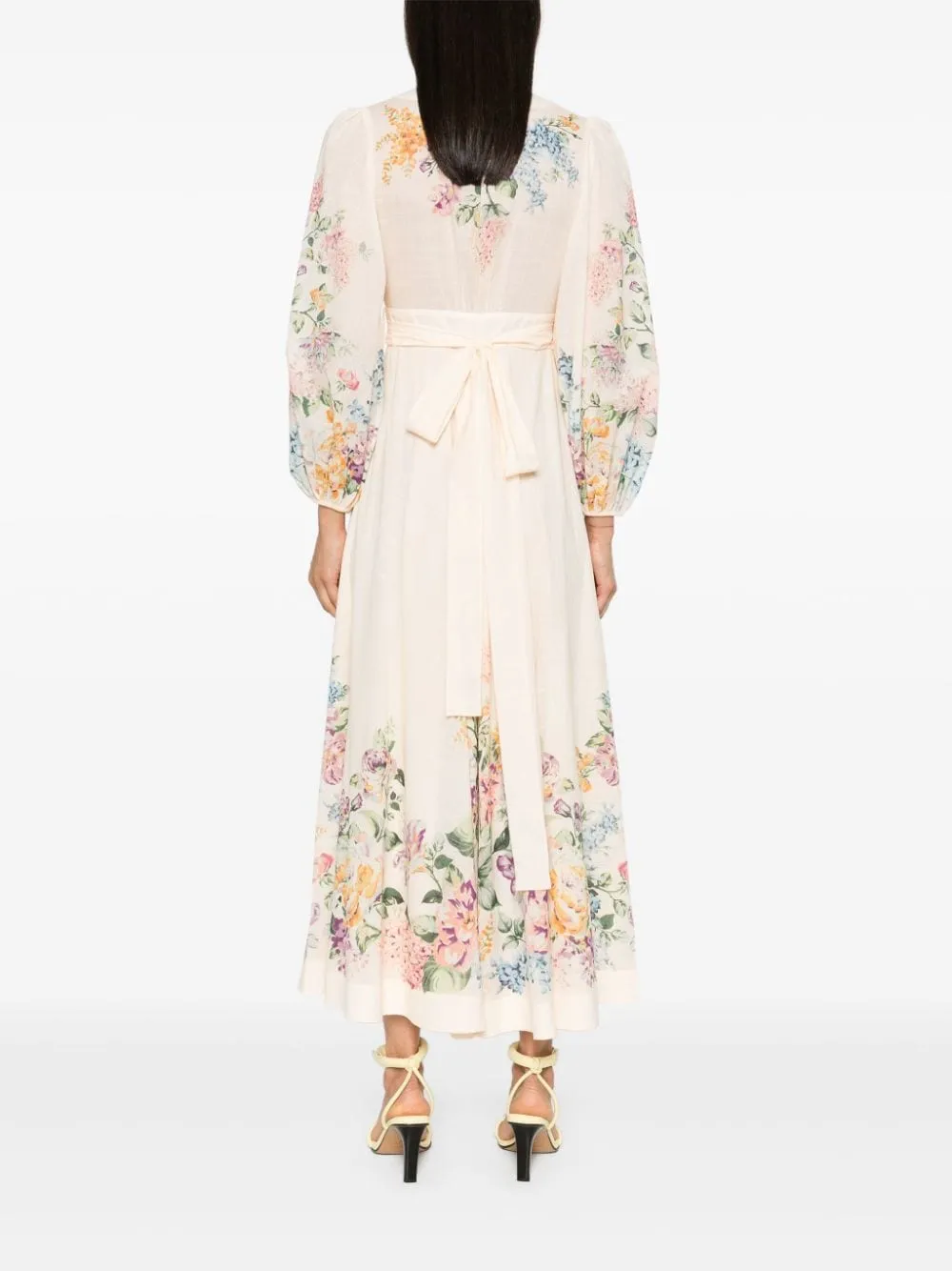 FLORAL PRINT WRAP MIDI DRESS