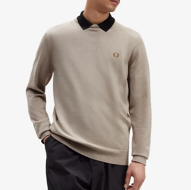 FRED PERRY  |Crew Neck Unisex Wool Street Style Long Sleeves Plain Cotton