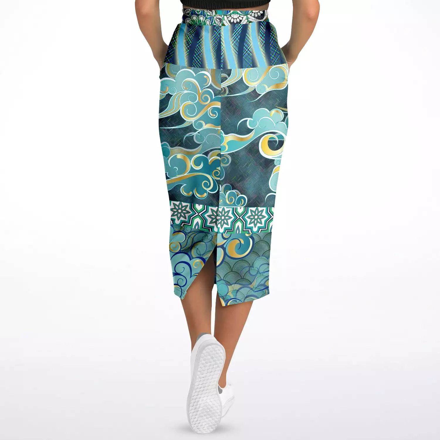 Green Meknes Eco-Poly Long Pocket Skirt