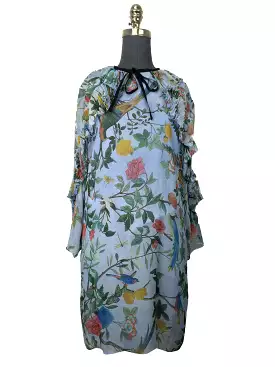 Gucci Tian Print Silk Plissé Dress Size M