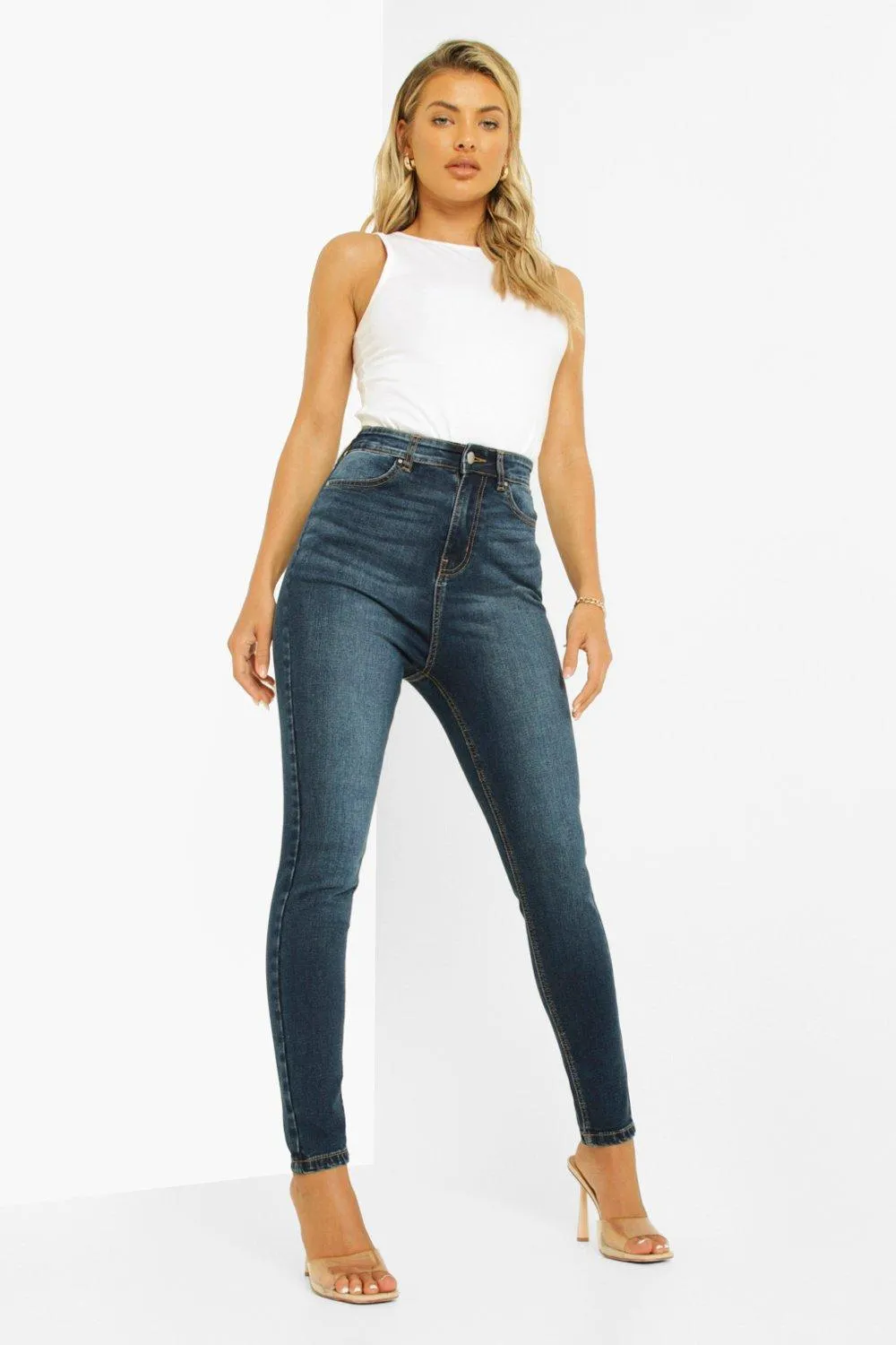 High Waist Washed Skinny Jeans