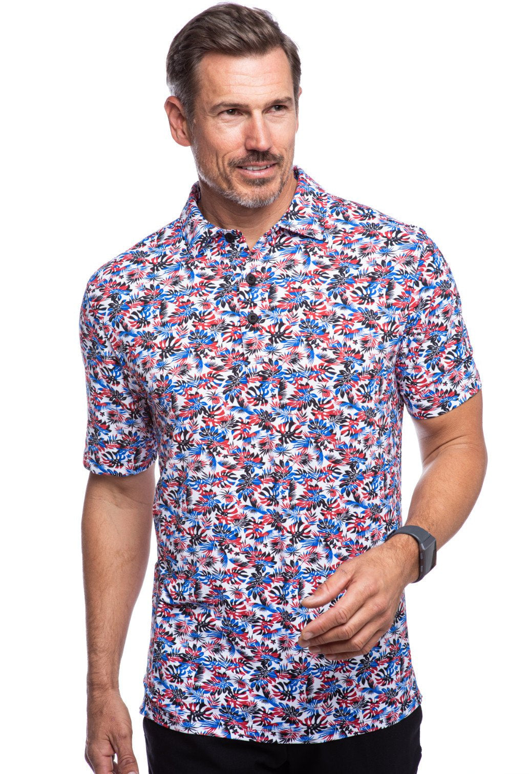 IBKUL Mens Polo Tropics Black/Red/Royal