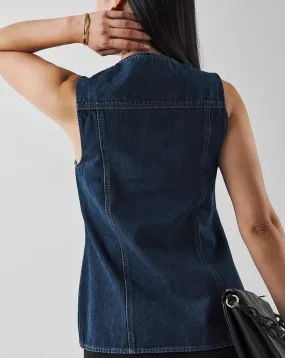 Indigo Denim Longline Waistcoat