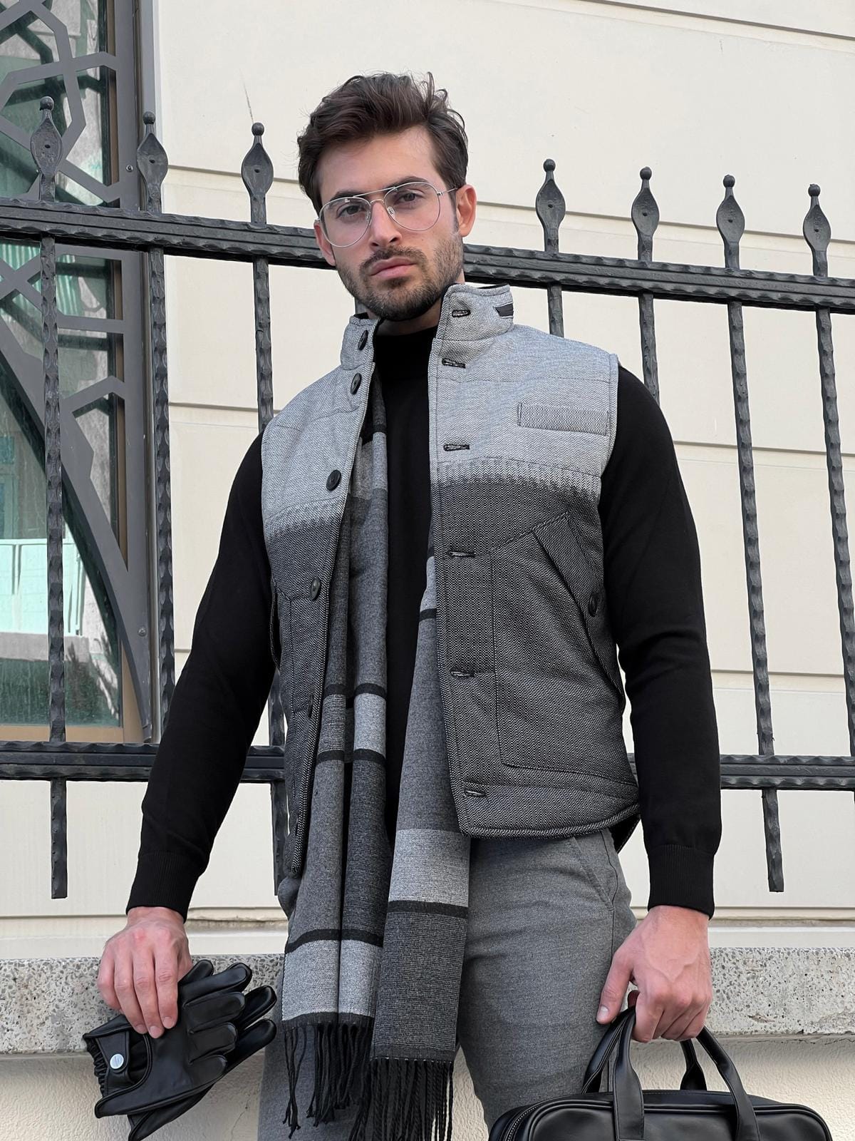 Inflatable Down Pocket Grey Vest