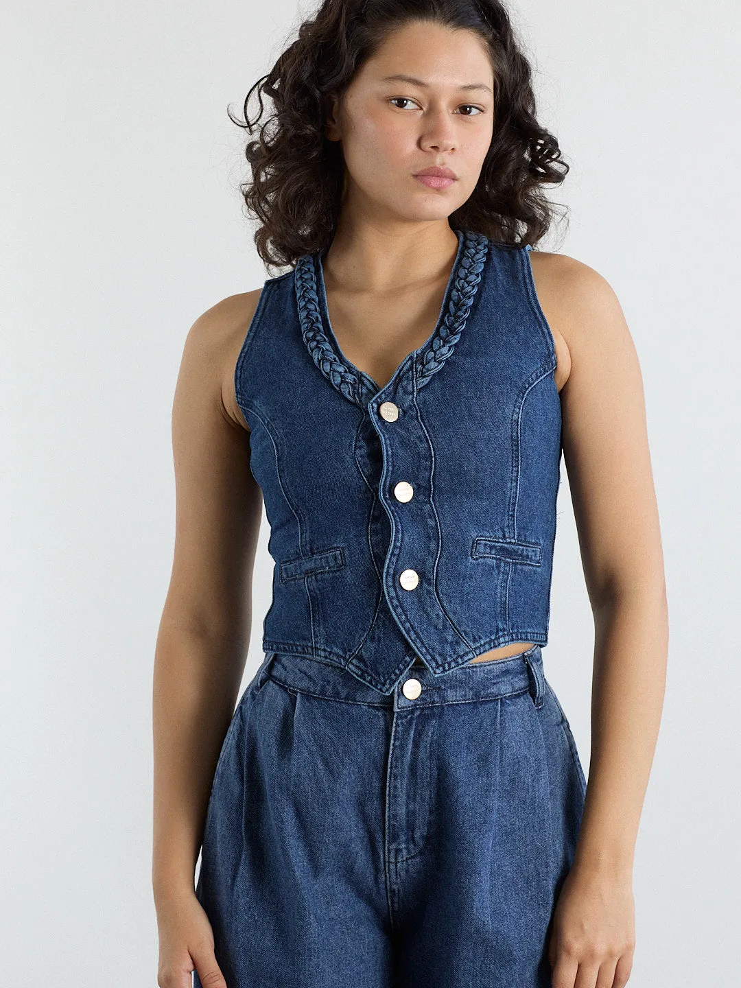 Isla Denim Vest - Vintage Wash