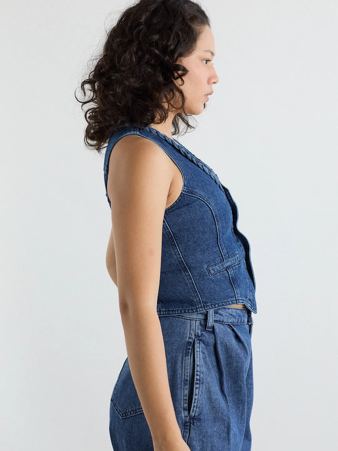 Isla Denim Vest - Vintage Wash