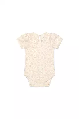 JAMIE KAY Organic Cotton Cap Sleeve Bodysuit - Rosalie Floral Mauve