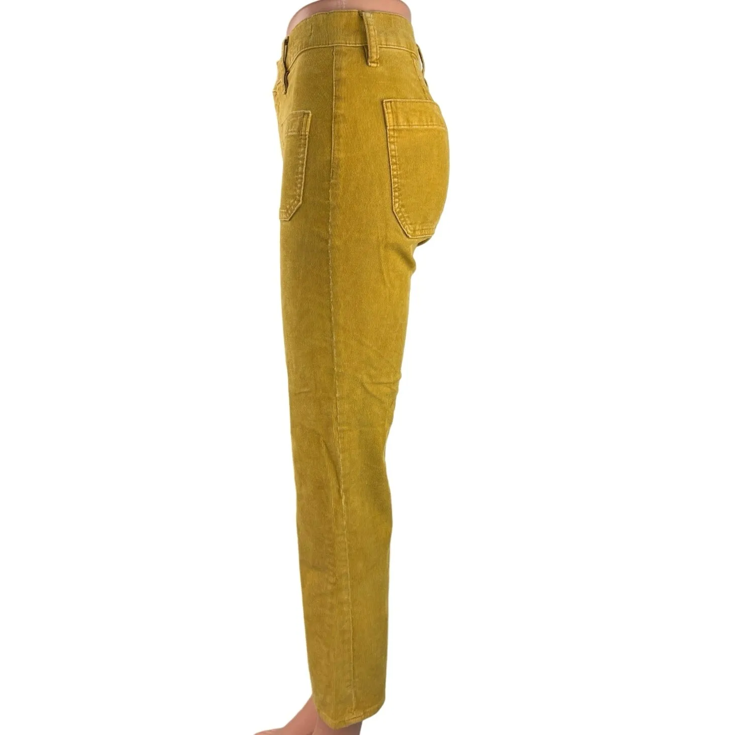 J.Crew Yellow Corduroy Western Billie Demi Mid Rise Bootcut Cropped Pant Size 25