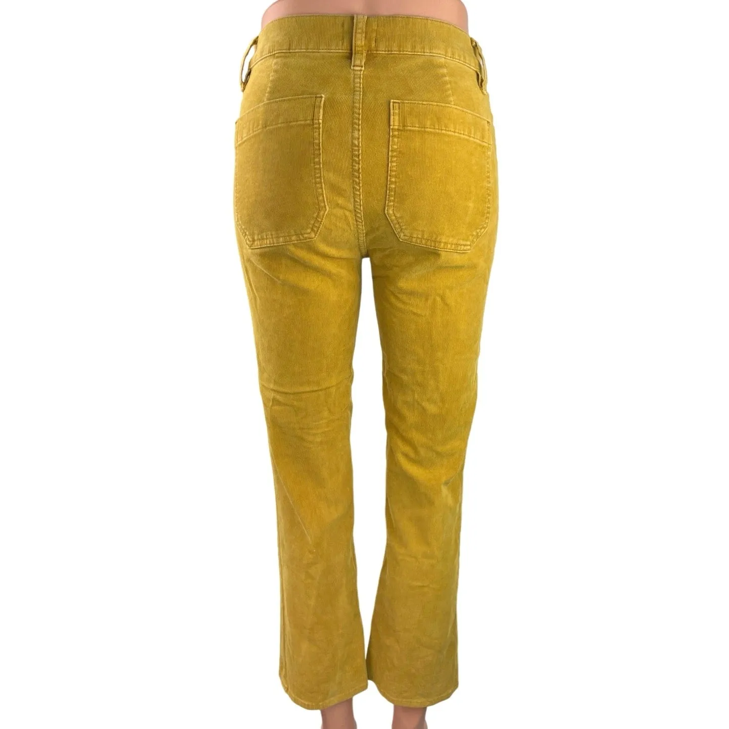 J.Crew Yellow Corduroy Western Billie Demi Mid Rise Bootcut Cropped Pant Size 25