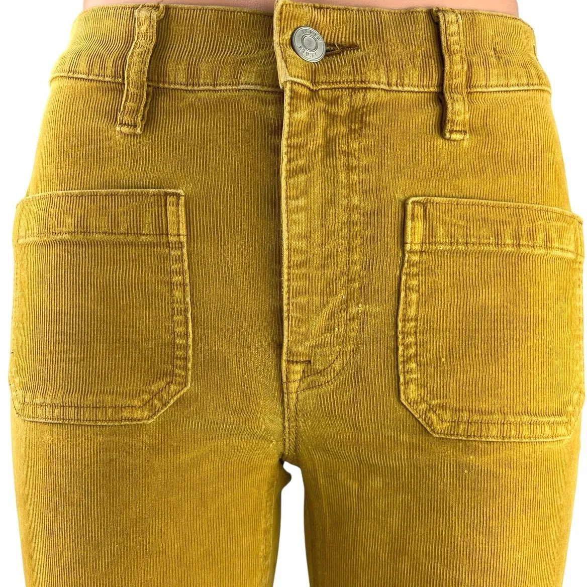 J.Crew Yellow Corduroy Western Billie Demi Mid Rise Bootcut Cropped Pant Size 25