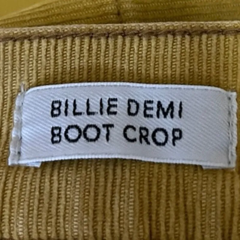 J.Crew Yellow Corduroy Western Billie Demi Mid Rise Bootcut Cropped Pant Size 25