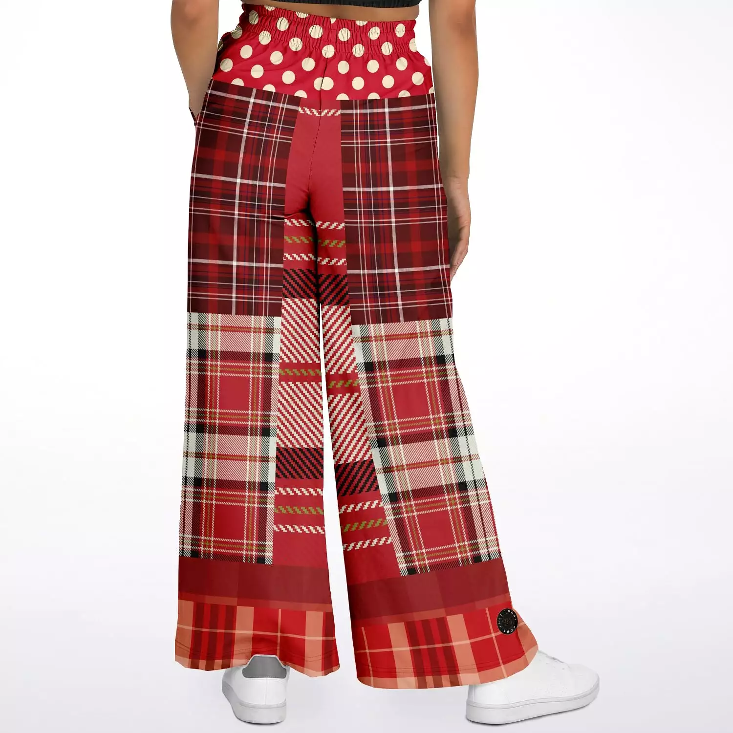 Jersey Salsa Red Plaid Eco-Poly Stretchy Phat Bellbottoms