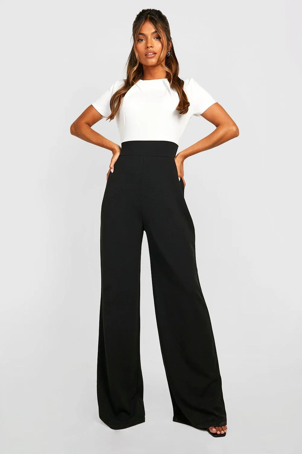 Jumpsuits | Contrast Wide Leg Jumpsuit | boohoo