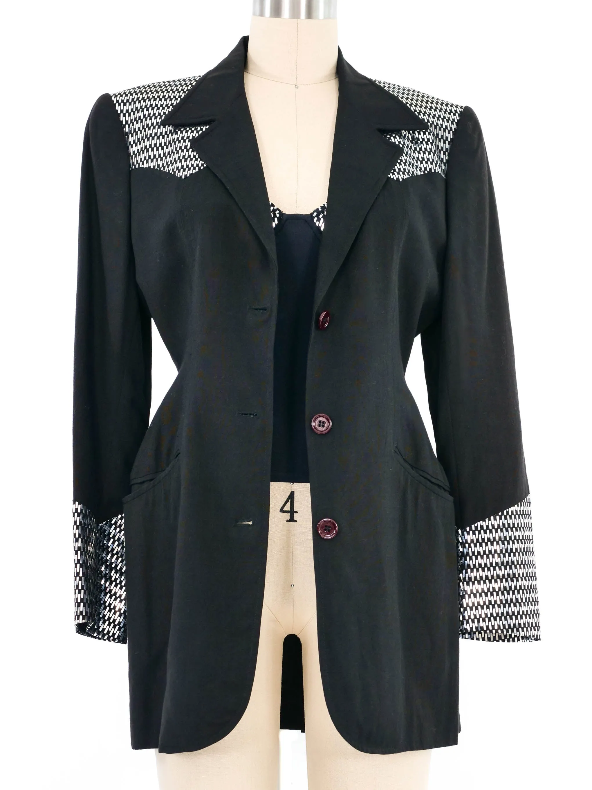 Katharine Hamnett Metal Foil Accented Top And Jacket Ensemble