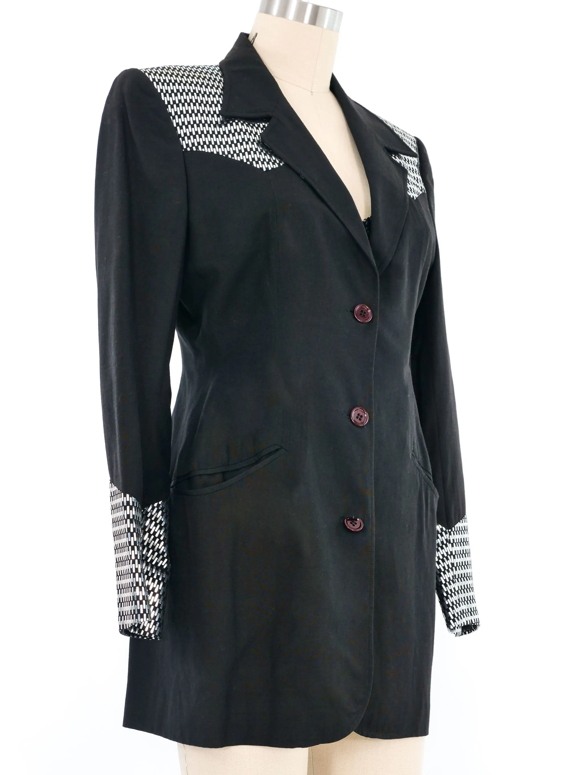 Katharine Hamnett Metal Foil Accented Top And Jacket Ensemble