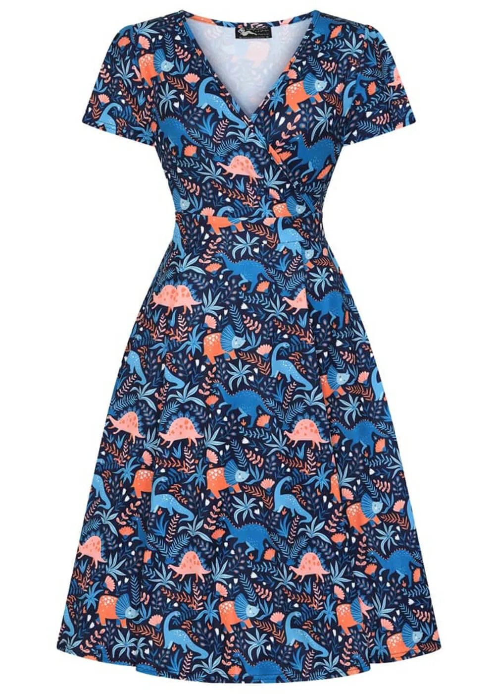 Lady V Lady Voluptuous Lyra Dino 50's Swing Dress Blue