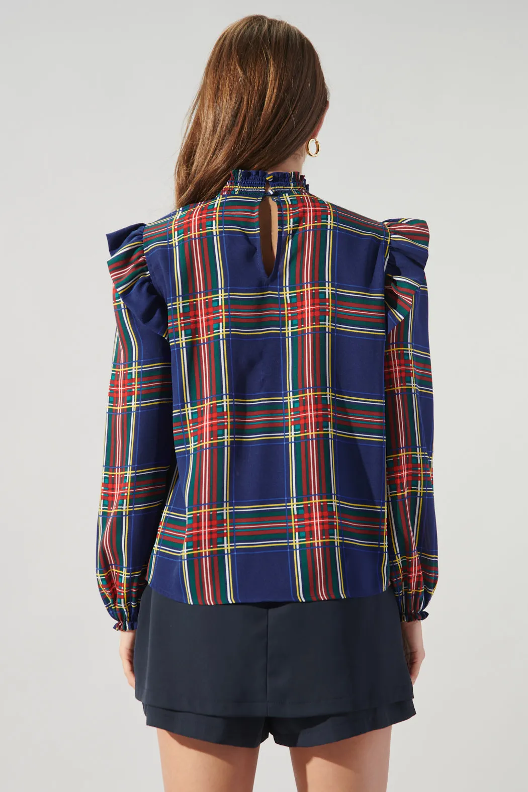 Lakeview Plaid Naomi Mock Neck Blouse