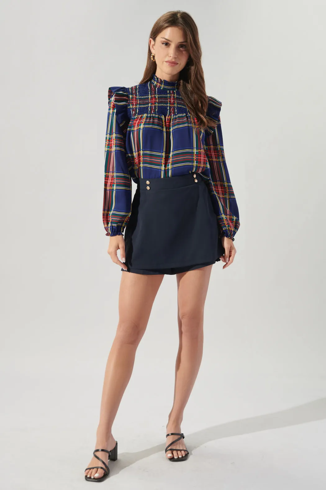 Lakeview Plaid Naomi Mock Neck Blouse