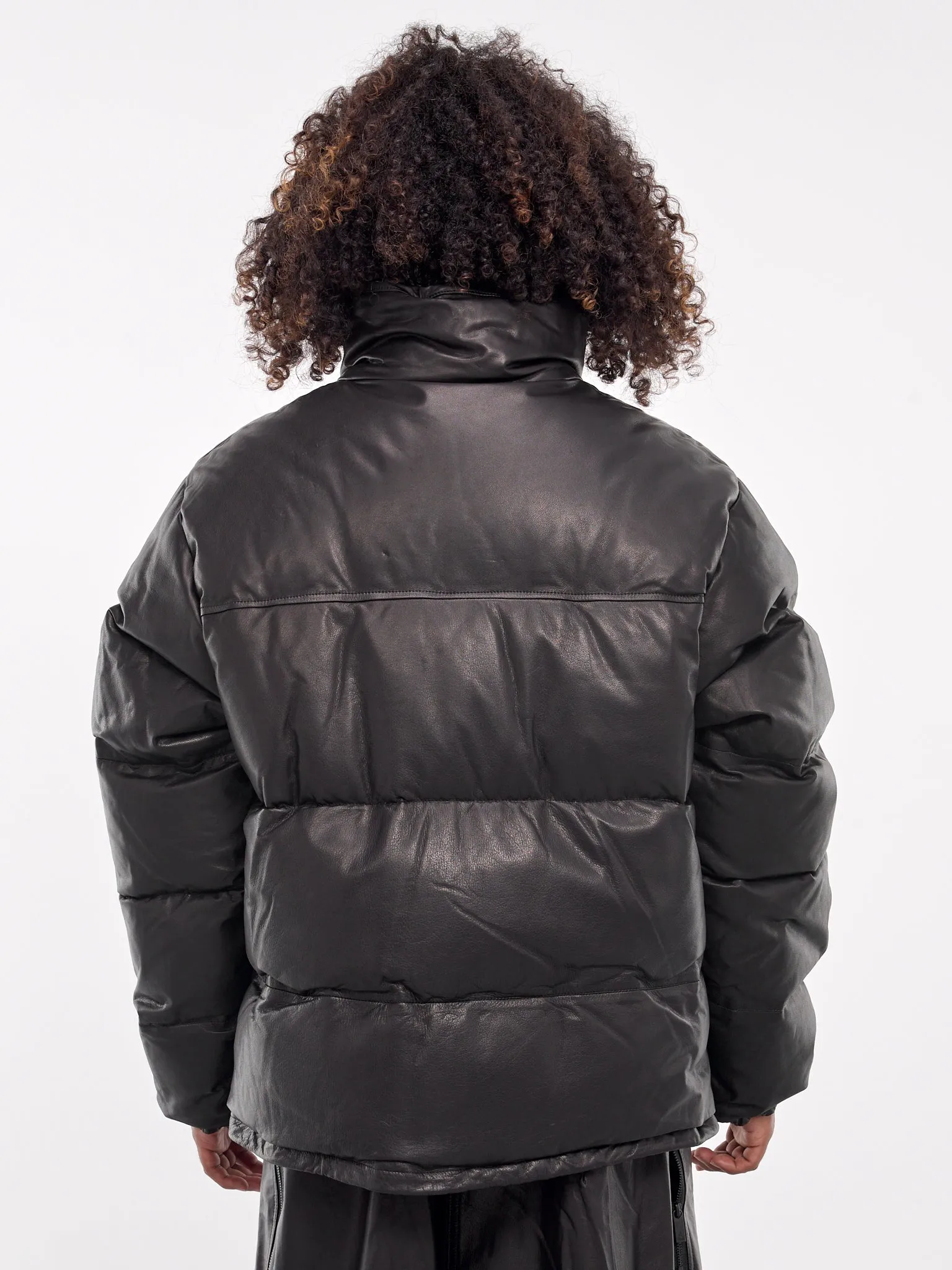 Leather Puffer Jacket (AOU2406-BLACK)