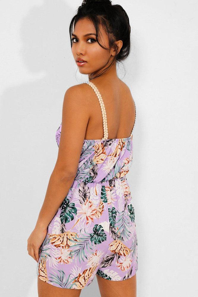 Lilac Tropical Print Cami Playsuit