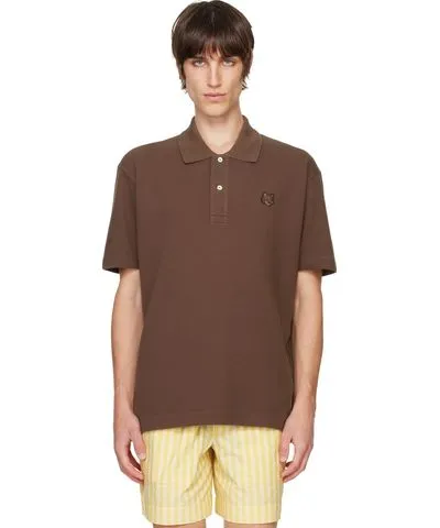 Maison Kitsune Brown Bold Fox Head Patch Comfort Polo