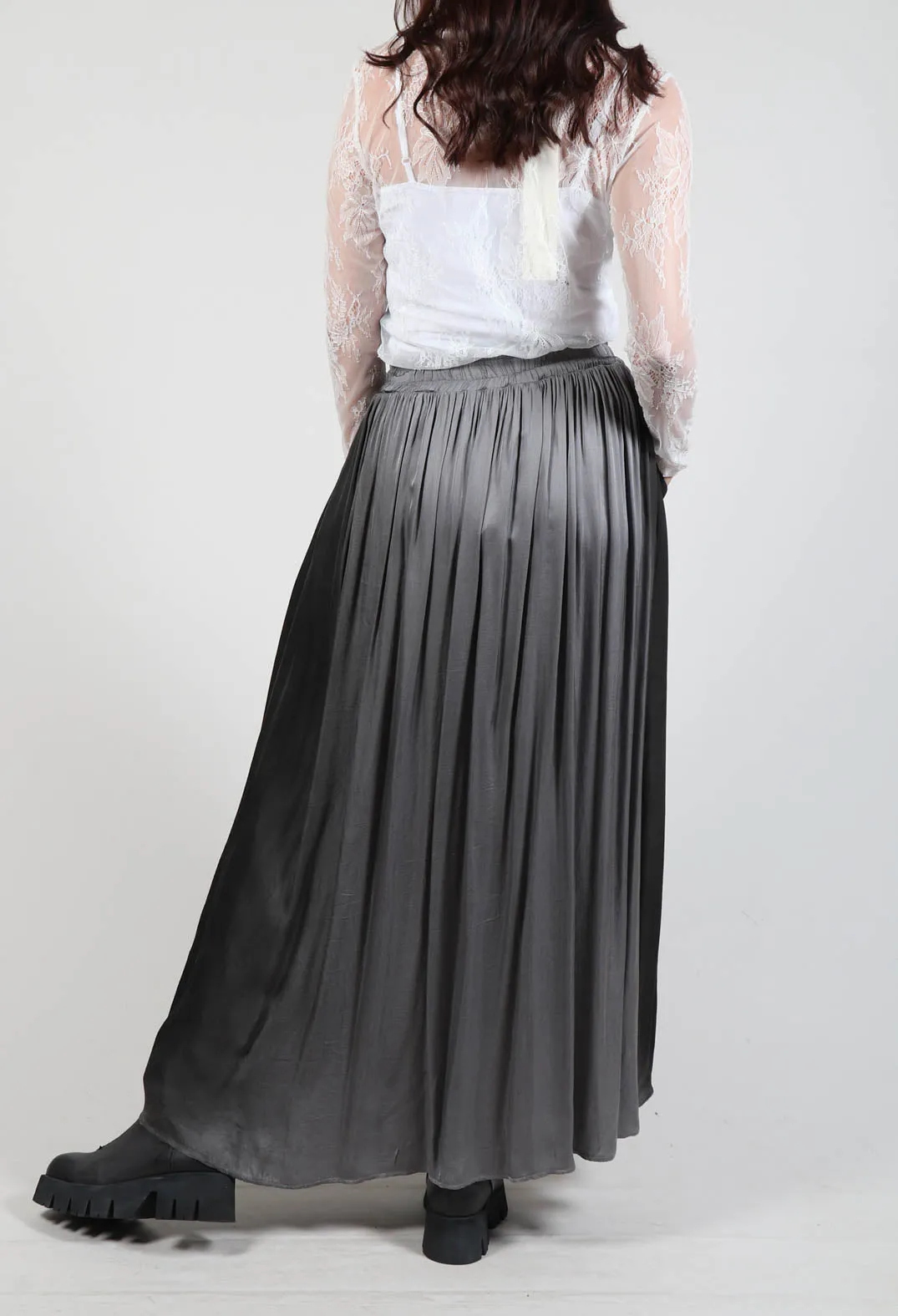 Maxi Satin Skirt in Degrade Grigio