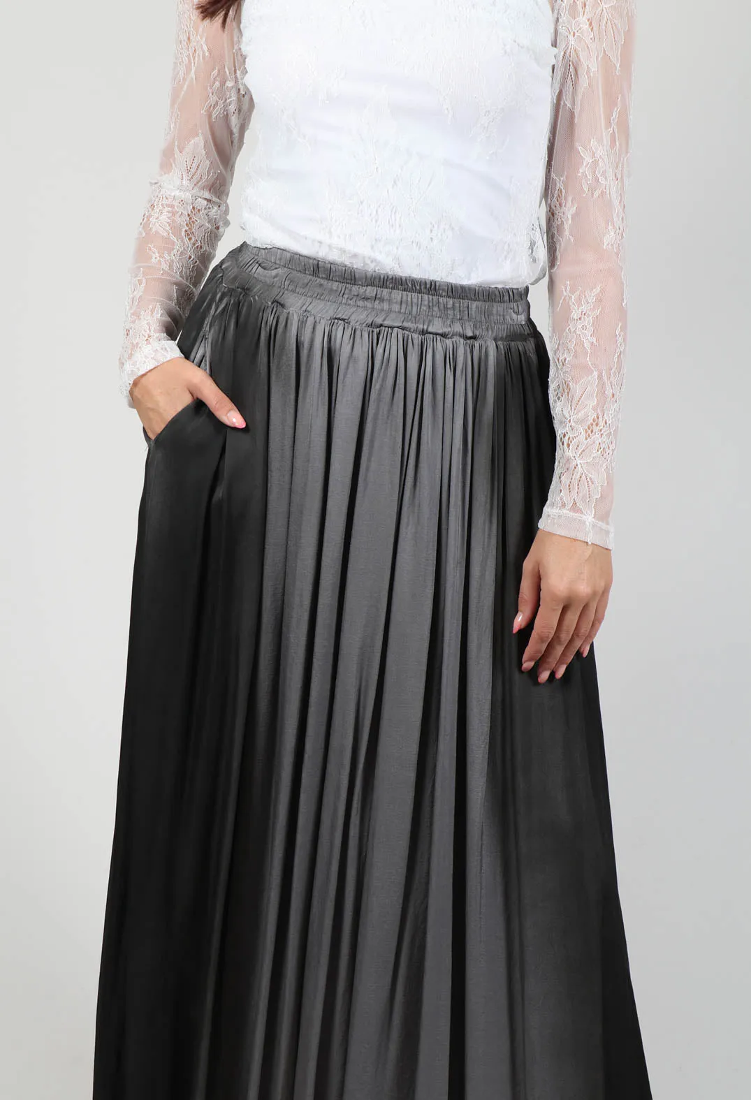 Maxi Satin Skirt in Degrade Grigio