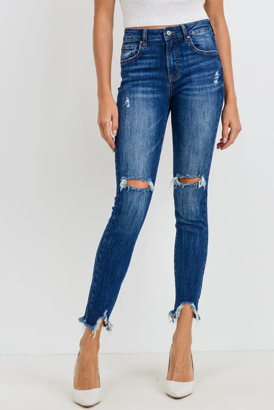 Mid-rise Distressed Ankle Jeans