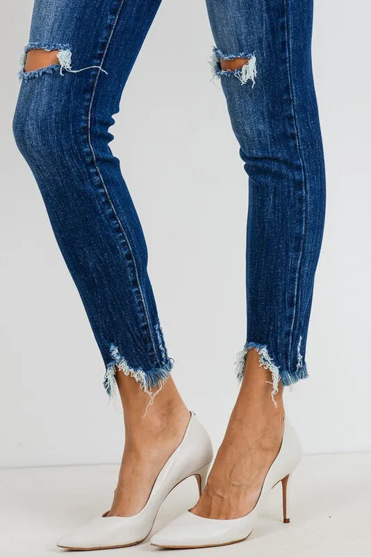 Mid-rise Distressed Ankle Jeans