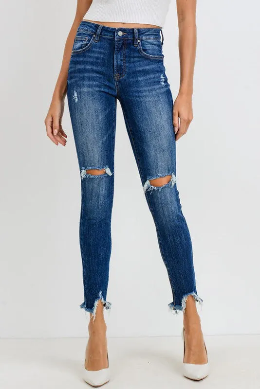 Mid-rise Distressed Ankle Jeans