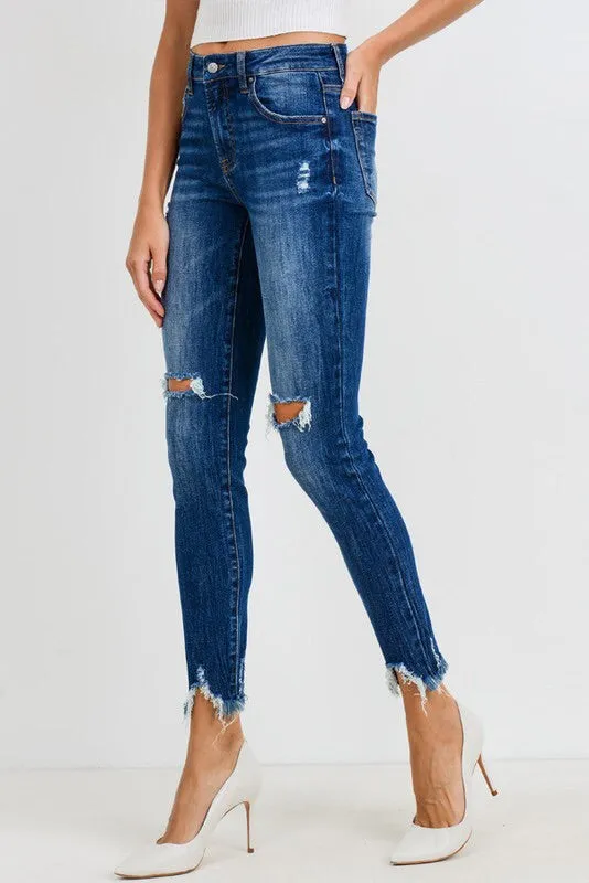 Mid-rise Distressed Ankle Jeans