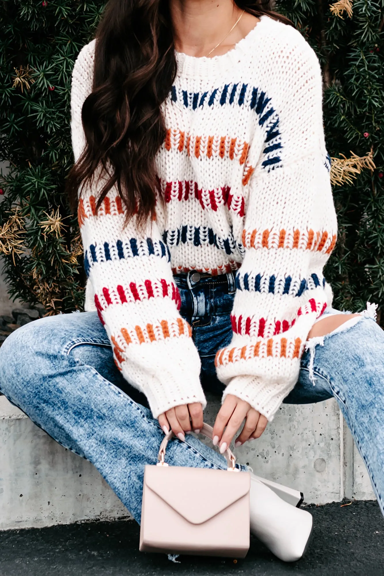 My Favorite Notification Striped Sweater (Ivory/Multi)