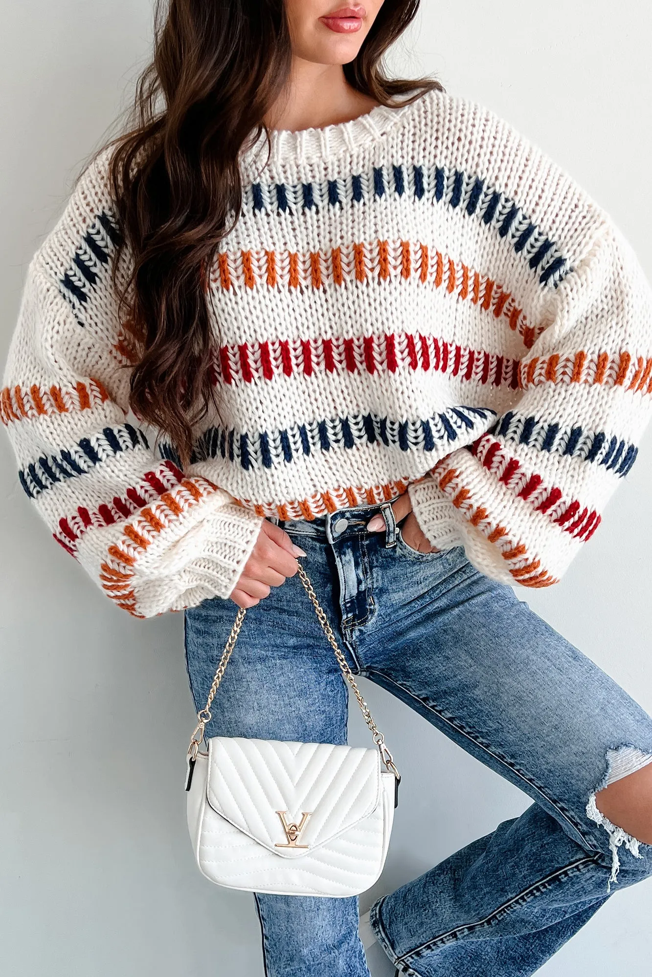 My Favorite Notification Striped Sweater (Ivory/Multi)