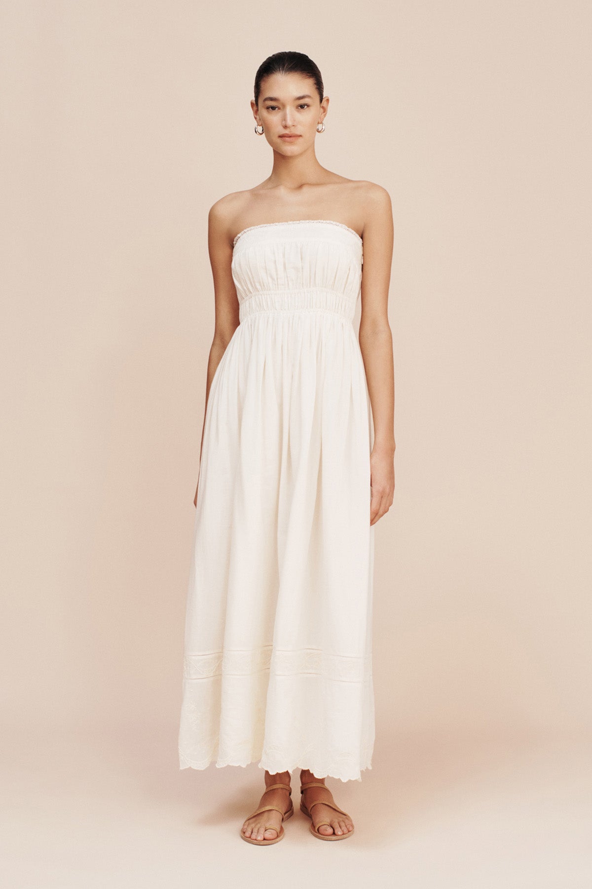 MYLAH STRAPLESS DRESS - CREAM