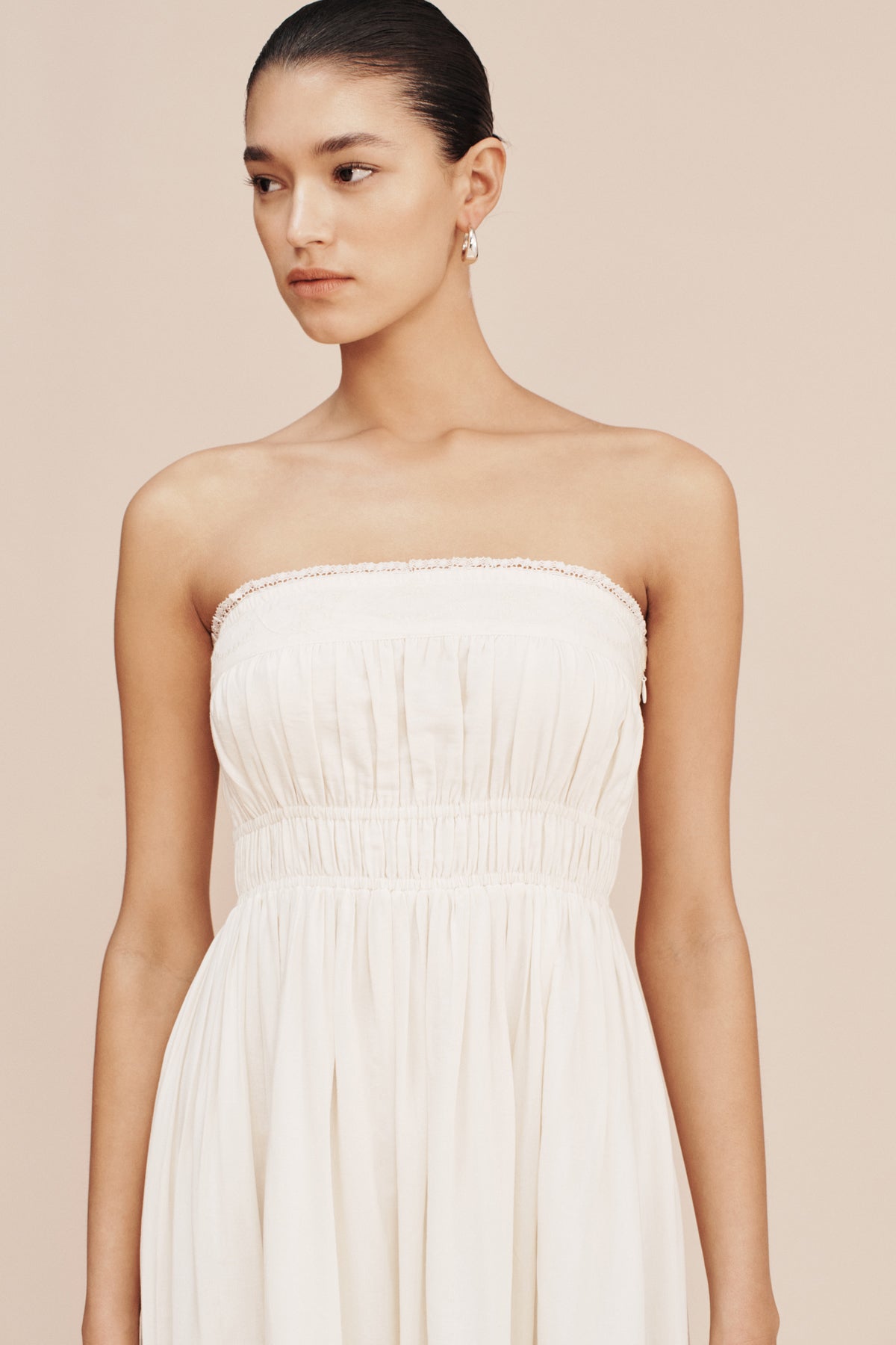 MYLAH STRAPLESS DRESS - CREAM