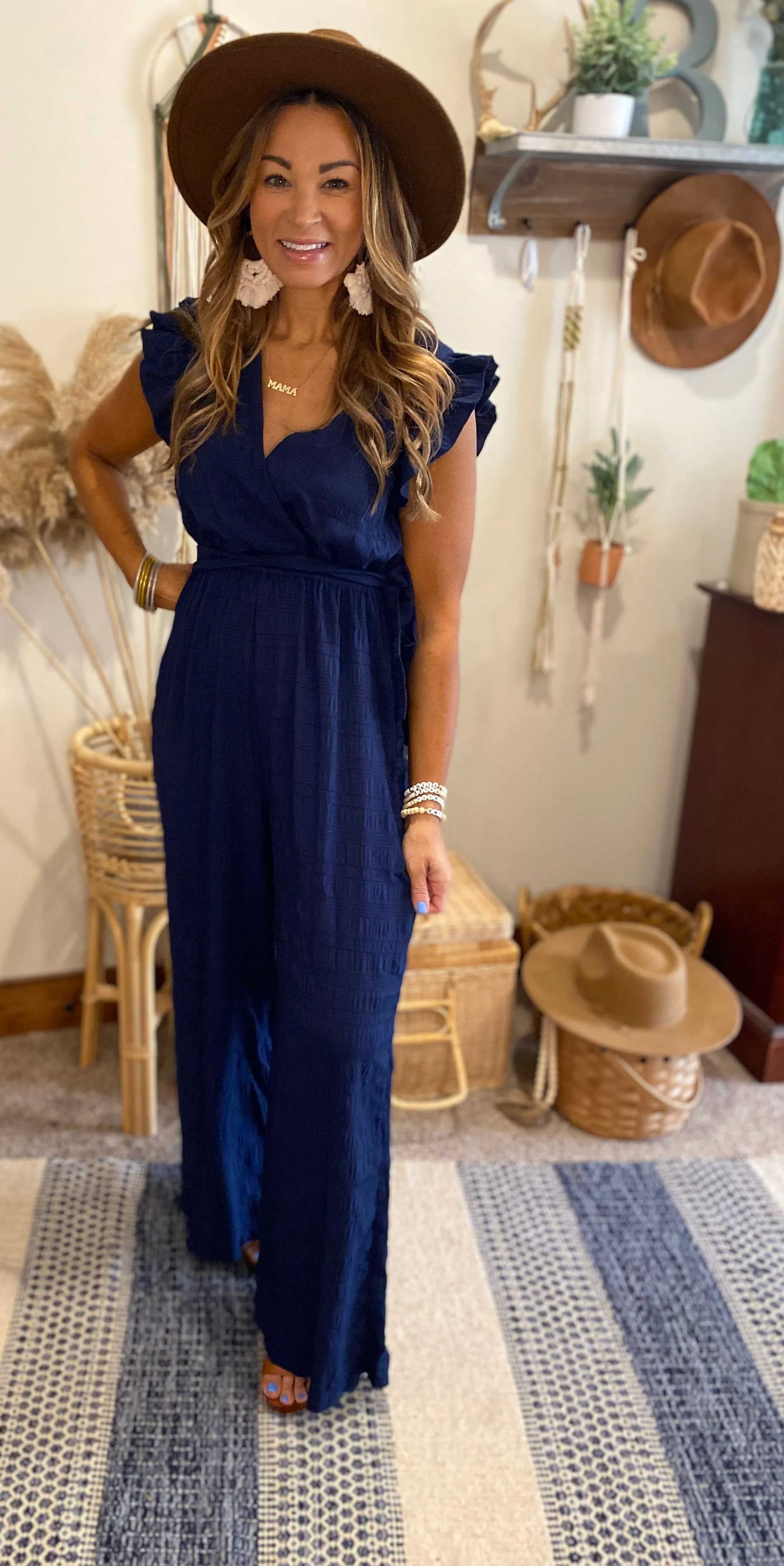 Navy linen jumpsuit/ jumpsuits