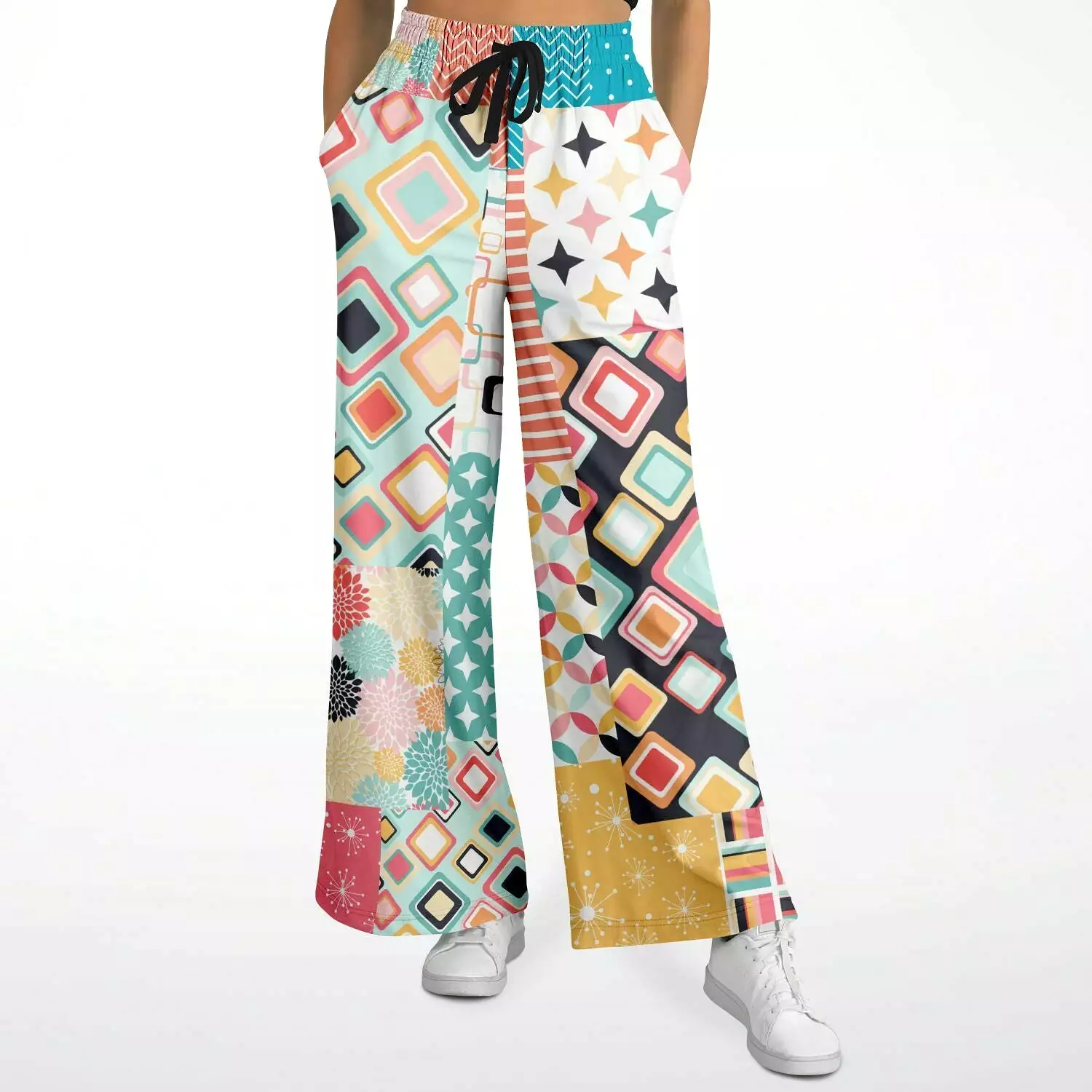 Old Miami Geometric Trefoil Eco-Poly Stretchy Phat Bellbottoms