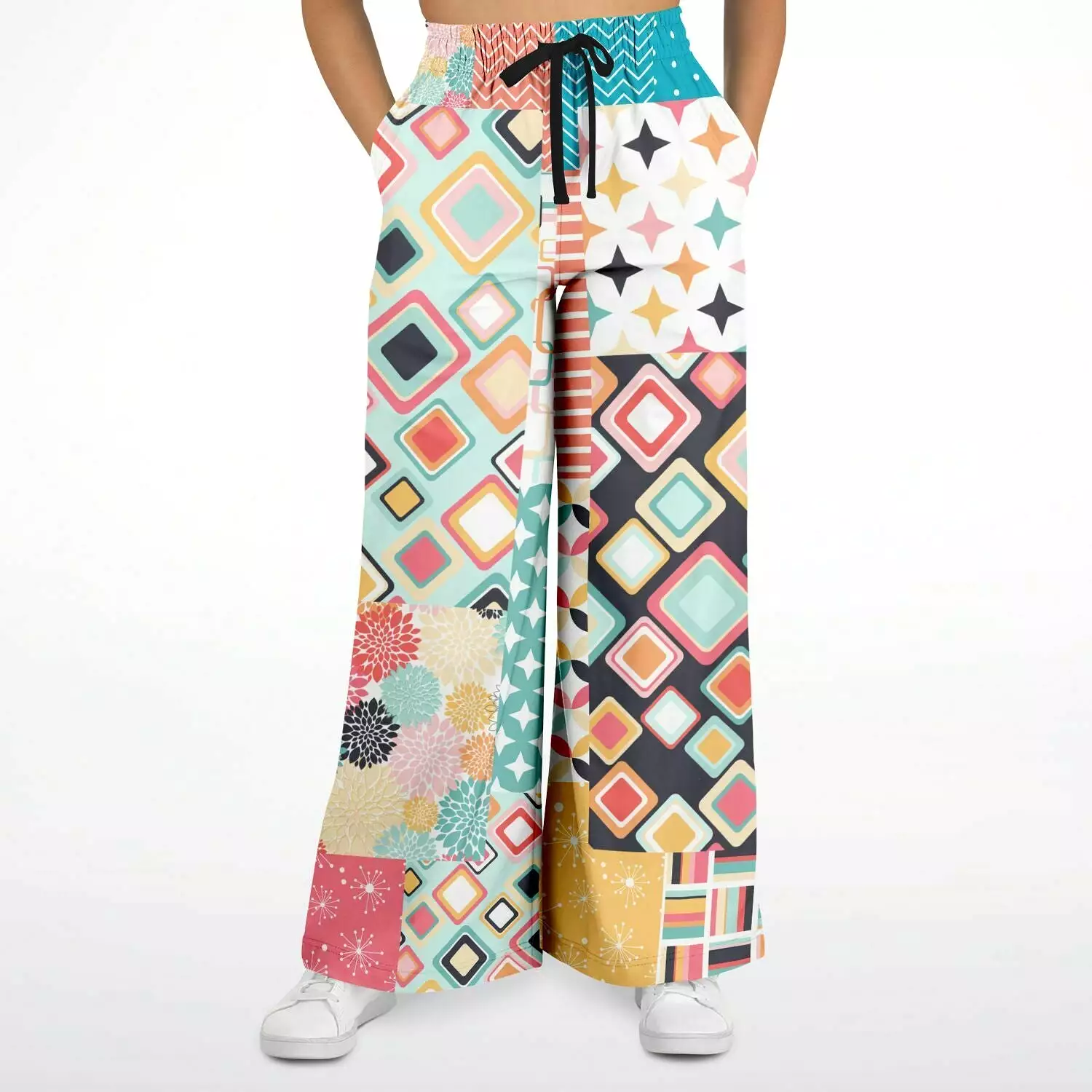 Old Miami Geometric Trefoil Eco-Poly Stretchy Phat Bellbottoms