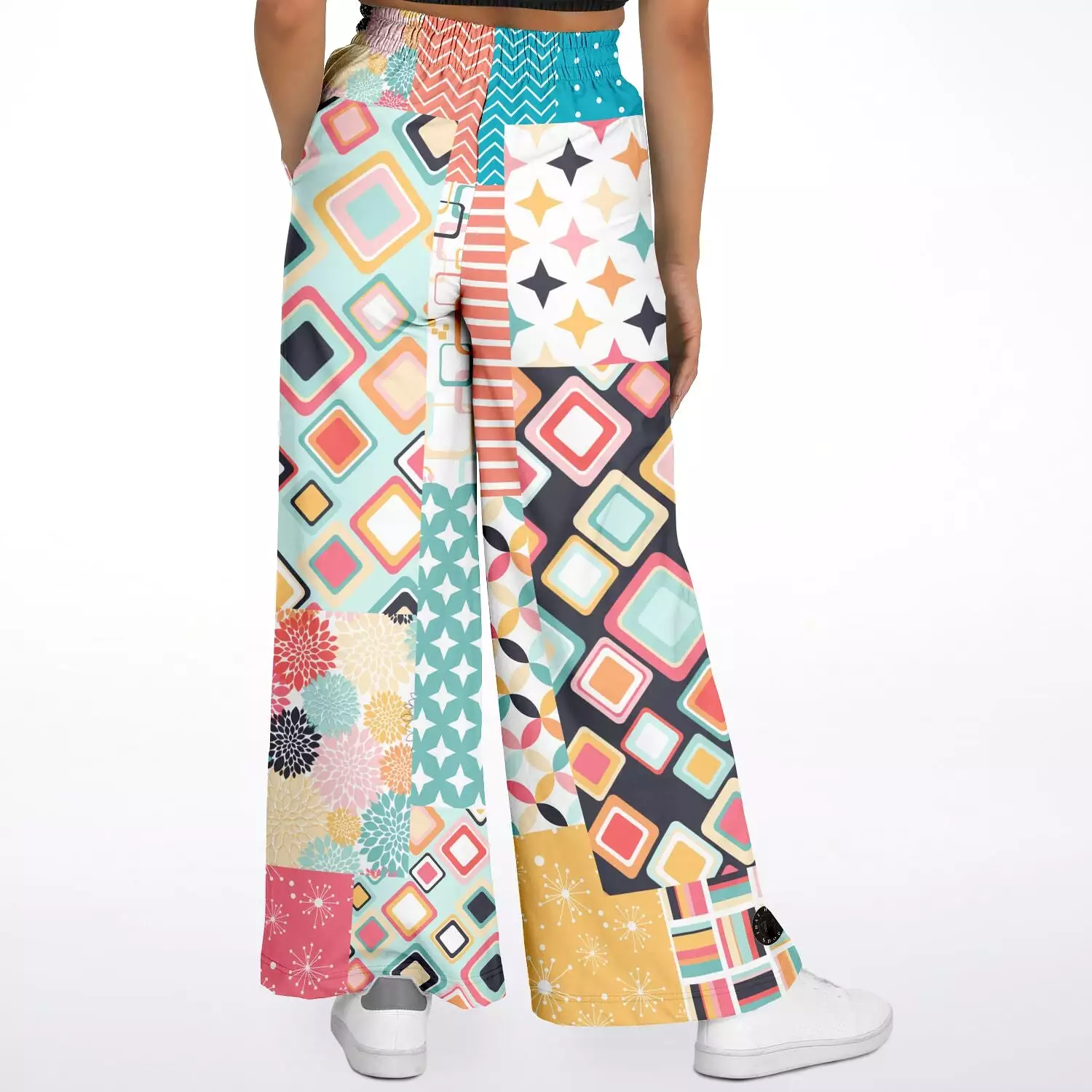 Old Miami Geometric Trefoil Eco-Poly Stretchy Phat Bellbottoms